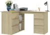 A light oak corner desk with drawers and shelves, set against a white background. Produktbild-Vorschau