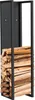 A black metal firewood rack filled with logs, shown against a white background. Podgląd zdjęcia produktu
