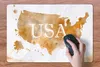 MuchoWow® Schreibtischunterlage Karte - Amerika - Gold Produktbild-Vorschau 3