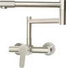 A silver-colored kitchen faucet with a foldable arm and a swivel spout, mounted on a white background. Podgląd zdjęcia produktu