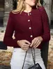 ASKSA Damen Strickjacke Rundhals Cardigan Knopfleiste Produktbild-Vorschau 5