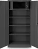 An open, empty metal cabinet with shelves and a small locked compartment at the top. Anteprima dell’immagine prodotto