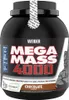 A black tub of Weider Mega Mass 4000 chocolate flavored protein powder is shown against a white background. Produktbild-Vorschau