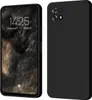 A product shot of a black phone case and a phone with a lock screen. Produktbild-Vorschau