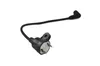 A black ignition coil with a black wire and boot, isolated on a white background. Anteprima dell’immagine prodotto