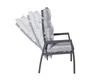 A side view of a gray outdoor dining chair with adjustable back cushions, shown against a white background. Produktbild-Vorschau