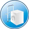 An illustration showing a clothes drying rack placed 5 cm away from a washing machine. Náhľad obrázku produktu