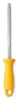 A kitchen knife sharpener with a silver metal rod and a yellow handle. Produktbild-Vorschau