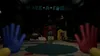 A first-person perspective of a dark, industrial-looking room with a sign that says "MAKE A FRIEND" above a red and yellow toy-making machine. Produktbild-Vorschau