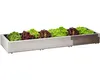 A long planter box filled with different types of lettuce, with a white and brown wood-effect exterior. Produktbild-Vorschau