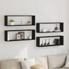 vidaXL Wandregale mit Regal 4 pcs Schwarz Eichen-Optik 80 x Produktbild-Vorschau 1