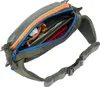 Close-up view of an open fanny pack showing its internal compartments and contents. Produktbild-Vorschau