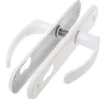 A pair of white door handles with long escutcheons, shown from a diagonal angle against a white background. Náhled obrázku produktu