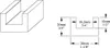 A 3D isometric view and a 2D technical drawing of a U-shaped profile molding, with dimensions indicated. Náhľad obrázku produktu