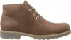 A side view of a brown leather boot. Voir les images du produit