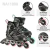 A collage of images showing roller skates and their features. Voir les images du produit