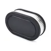 An oval-shaped air filter with a black plastic casing and white pleated filter material. Produktbild-Vorschau