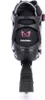The back view of a black inline skate with pink accents. Voir les images du produit