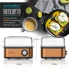 A collage of an egg cooker with product features and a lifestyle image of breakfast. Náhľad obrázku produktu