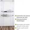 A telescoping storage system with two wire baskets, set against a white wall and wooden floor. Produktbild-Vorschau