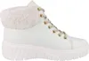A side view of a white high-top sneaker boot with a cream-colored fur lining. Produktbild-Vorschau