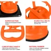A collage of four images showcasing the features of orange suction cups. Produktbild-Vorschau