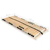 A wooden bed frame with slats, showing dimensions. Produktbild-Vorschau