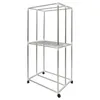 A silver and white drying rack with wheels is shown against a white background. Podgląd zdjęcia produktu