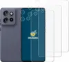 A smartphone and screen protectors are displayed against a white background. Produktbild-Vorschau