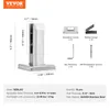 A diagram showing a glass railing post and its accessories, with dimensions and specifications. Podgląd zdjęcia produktu