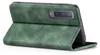 A green flip cover case for a smartphone is shown from a side-angle. Produktbild-Vorschau