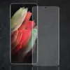 A smartphone screen protector is shown next to a smartphone displaying a colorful abstract wallpaper. Produktbild-Vorschau