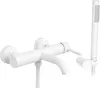 A white bathtub faucet with a handheld showerhead, presented against a white background. Anteprima dell’immagine prodotto