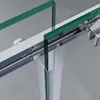 A close-up view of a shower door mechanism, showing the sliding track and glass panels. Produktbild-Vorschau