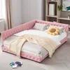 Lit 140x200 cm en tissu doudou rose avec éclairage LED Voir les images du produit 1