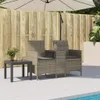 vidaXL Gartensofa 2-Sitzer mit Tisch und Kissen Grau Poly Produktbild-Vorschau 2