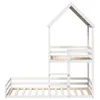A white wooden bunk bed with a house-shaped roof, shown against a white background. Náhled obrázku produktu