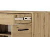 A close-up view of a wooden cabinet with an open drawer and a drawer slide mechanism. Náhled obrázku produktu