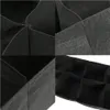 Collage of close-up shots of a black fabric planting pot with multiple compartments. Náhled obrázku produktu
