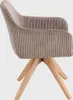 A side view of a brown corduroy armchair with wooden legs. Produktbild-Vorschau