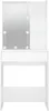A white vanity table with a lighted mirror and shelves. Produktbild-Vorschau