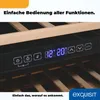 Close-up of a wine cooler's digital display and wooden shelves. Produktbild-Vorschau