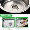 A split image showing a sink drain and instructions on how to use a sink stopper. Produktbild-Vorschau
