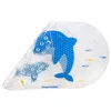 A blue and clear bath mat with dolphin and fish designs. Produktbild-Vorschau