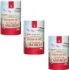 Three cans of Fleur de Sel from Camargue are displayed against a white background. Voir les images du produit