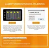 Instructions for using toner cartridges and deactivating messages. Produktbild-Vorschau