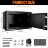 A product image showing a safe with dimensions and included accessories. Produktbild-Vorschau
