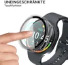 A finger is touching a smartwatch screen, which is covered by a transparent protective case. Produktbild-Vorschau