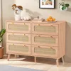 Commode 6 tiroirs en bois naturel avec façades en rotin Voir les images du produit 2