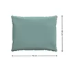 A teal cushion with dimensions indicated. Produktbild-Vorschau